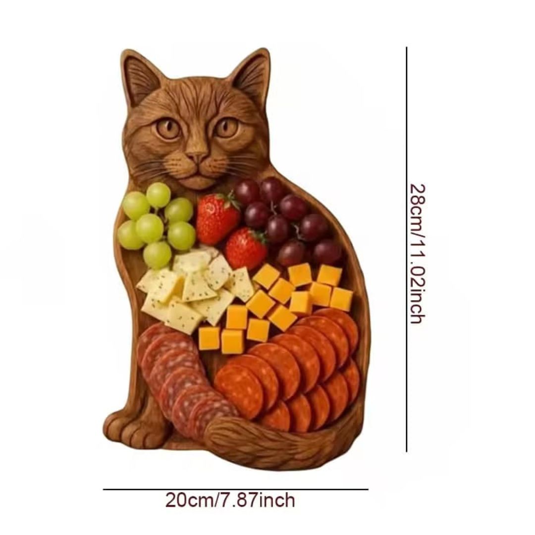 Piatto da portata in legno artigianale a forma di gatto