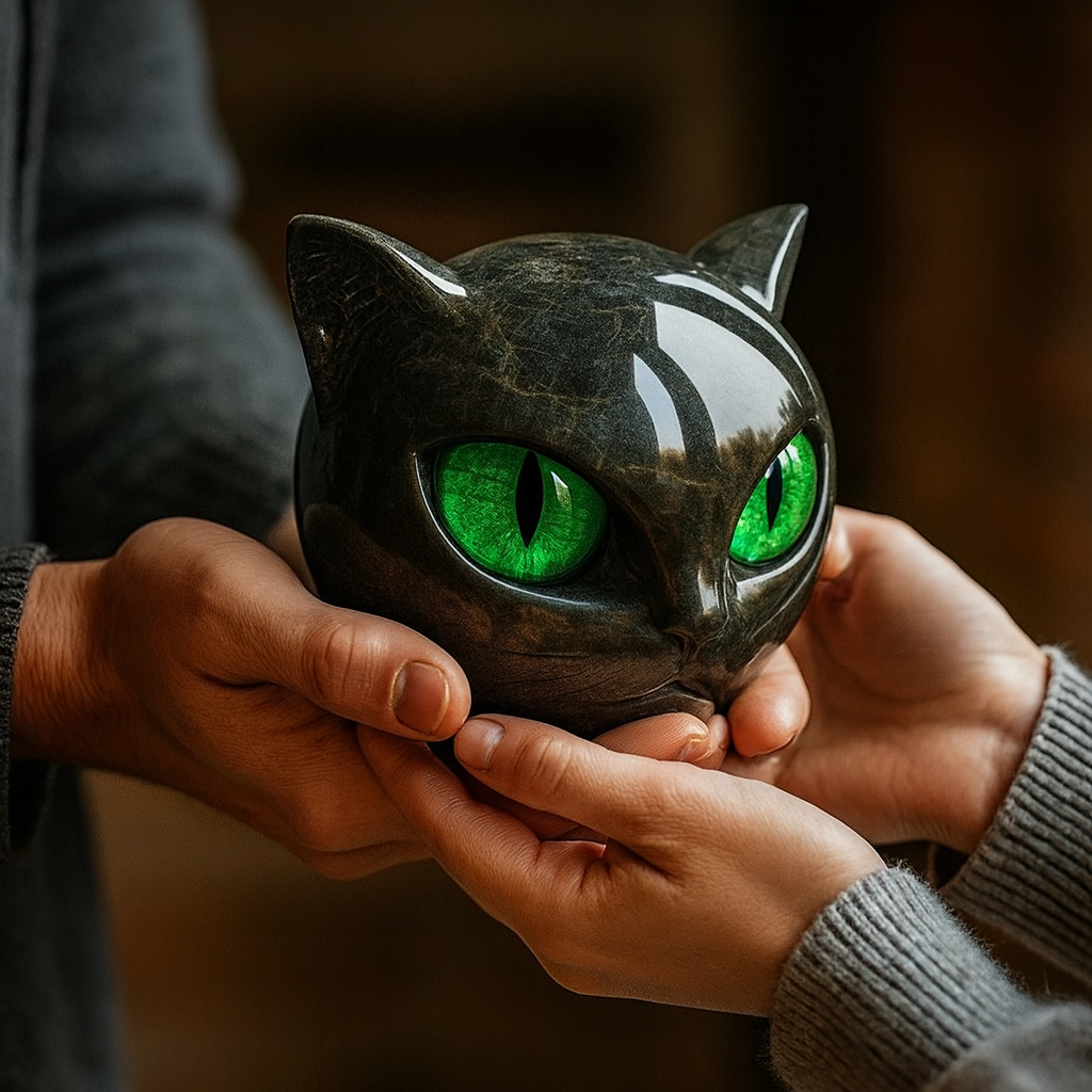 Mystica – Die schwarze Wächterkatze aus Stein