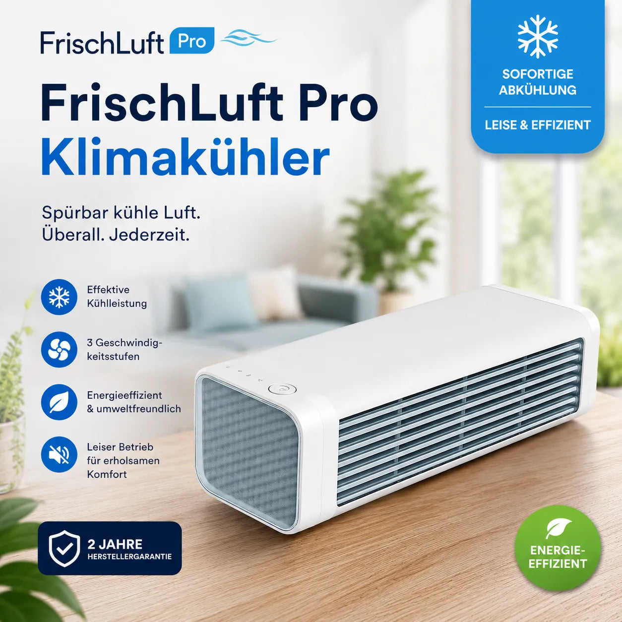 FrischLuft Pro – Tragbarer Klimakühler, keine Installation erforderlich