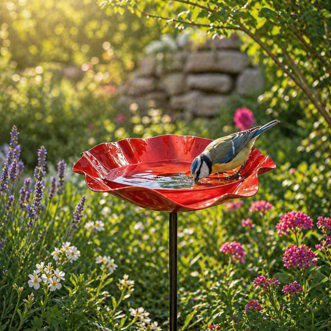 Fiori per uccelli - Abbeveratoio per uccelli a forma di fiore | Set da 2