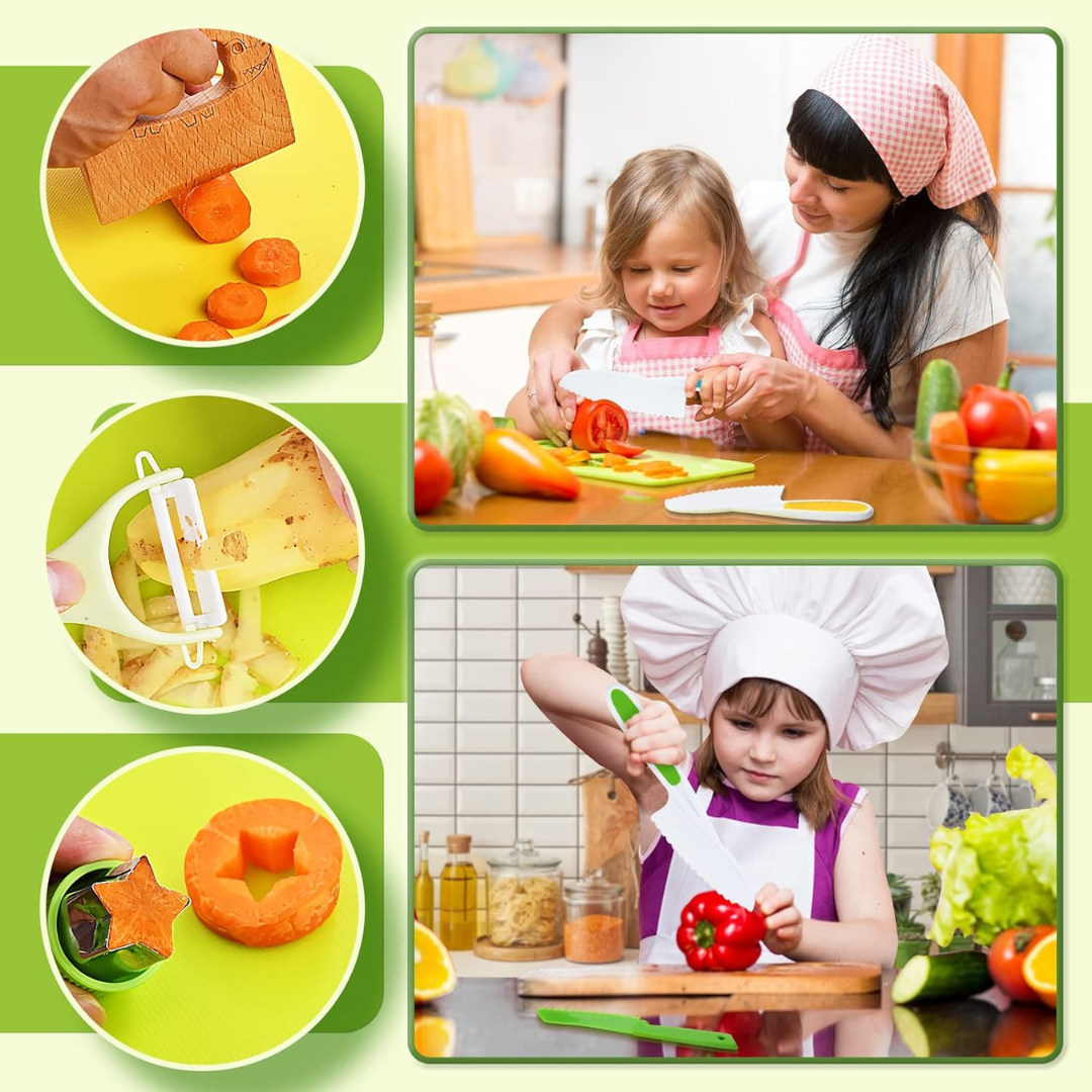 Set da cucina Montessori per bambini, sicuro e biologico, incl. 2 taglieri GRATIS per bambini