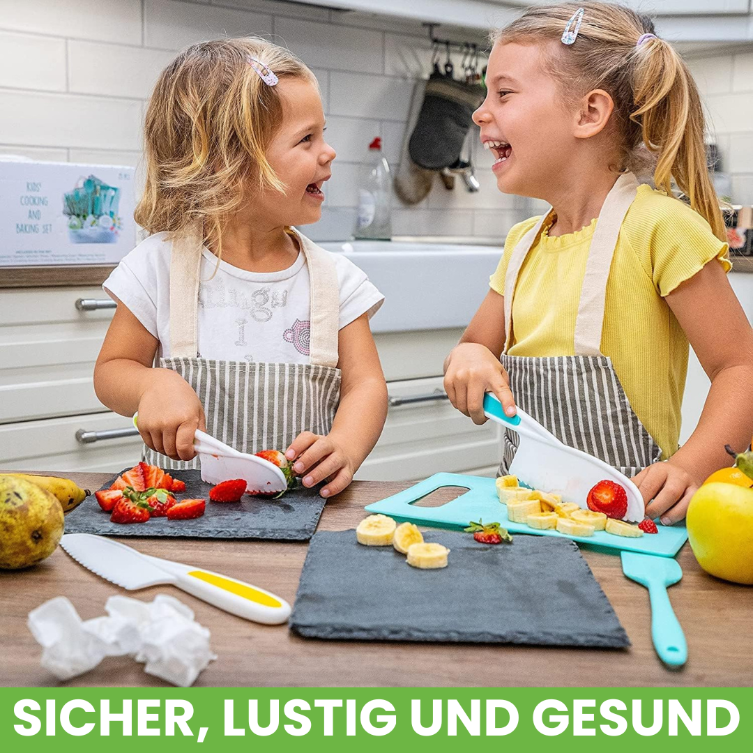Set da cucina Montessori per bambini, sicuro e biologico, incl. 2 taglieri GRATIS per bambini
