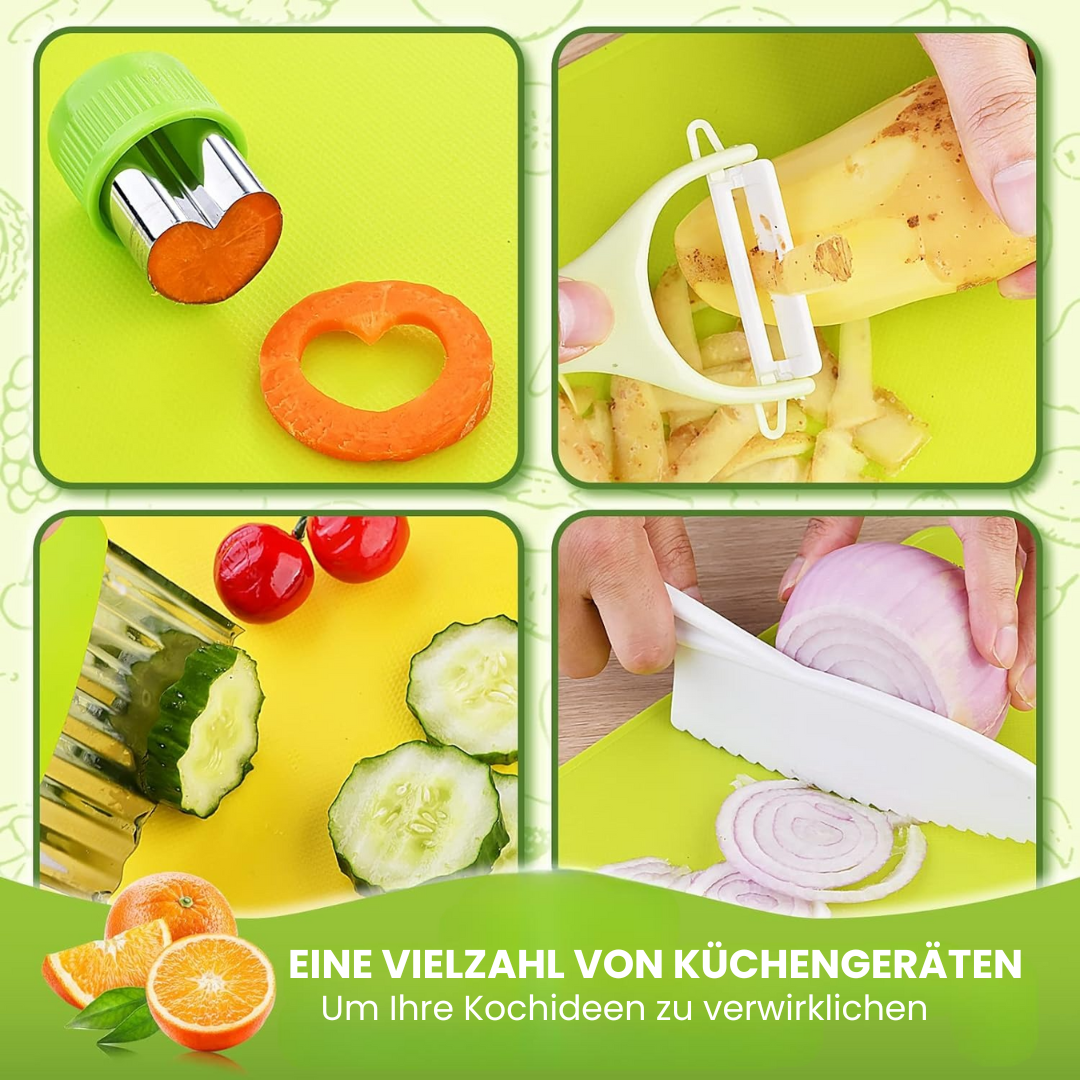 Set da cucina Montessori per bambini, sicuro e biologico, incl. 2 taglieri GRATIS per bambini